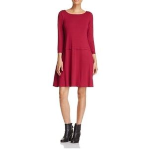 Eileen Fisher Hibiscus Drop Waist Viscose Jersey Dress